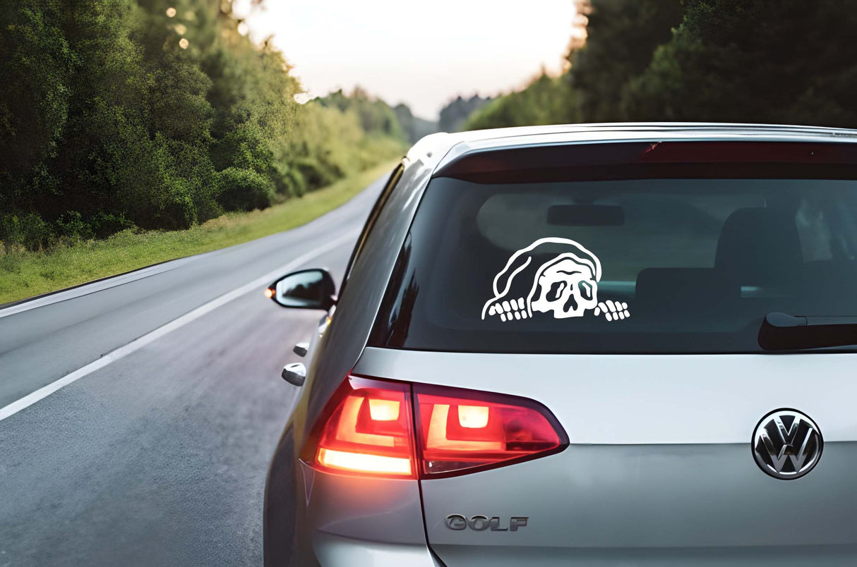 Peeking Skeleton Car Decal