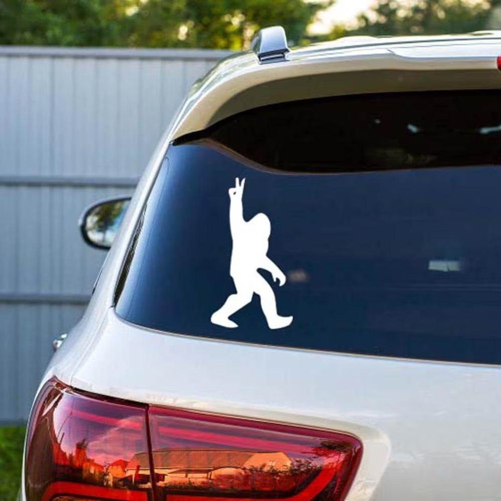 Funny Bigfoot Peace Hand Sign Decal