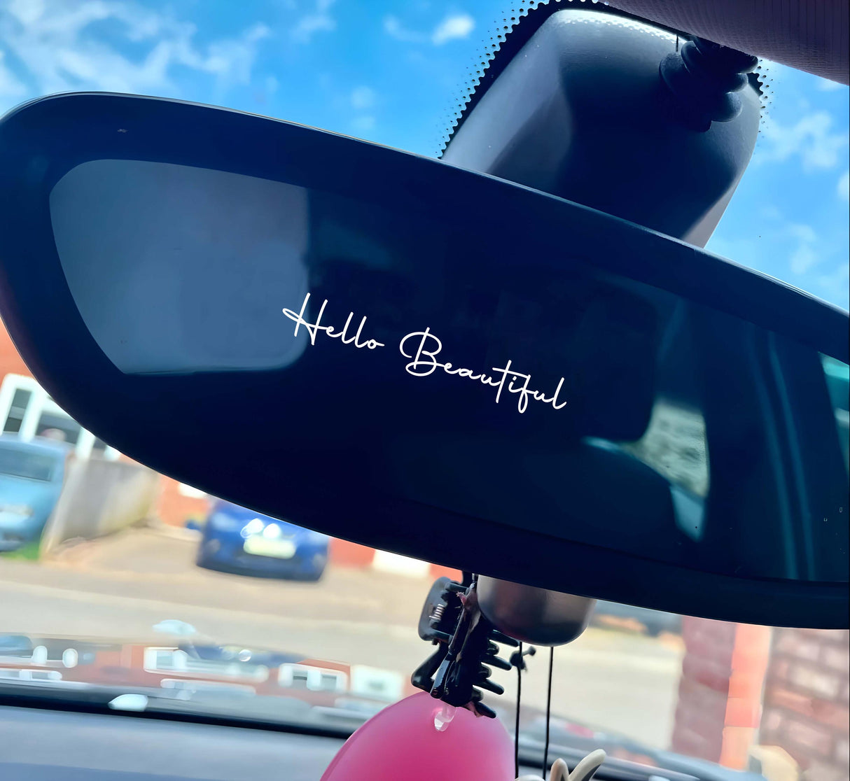 Hello Beautiful Car Mirror Decal