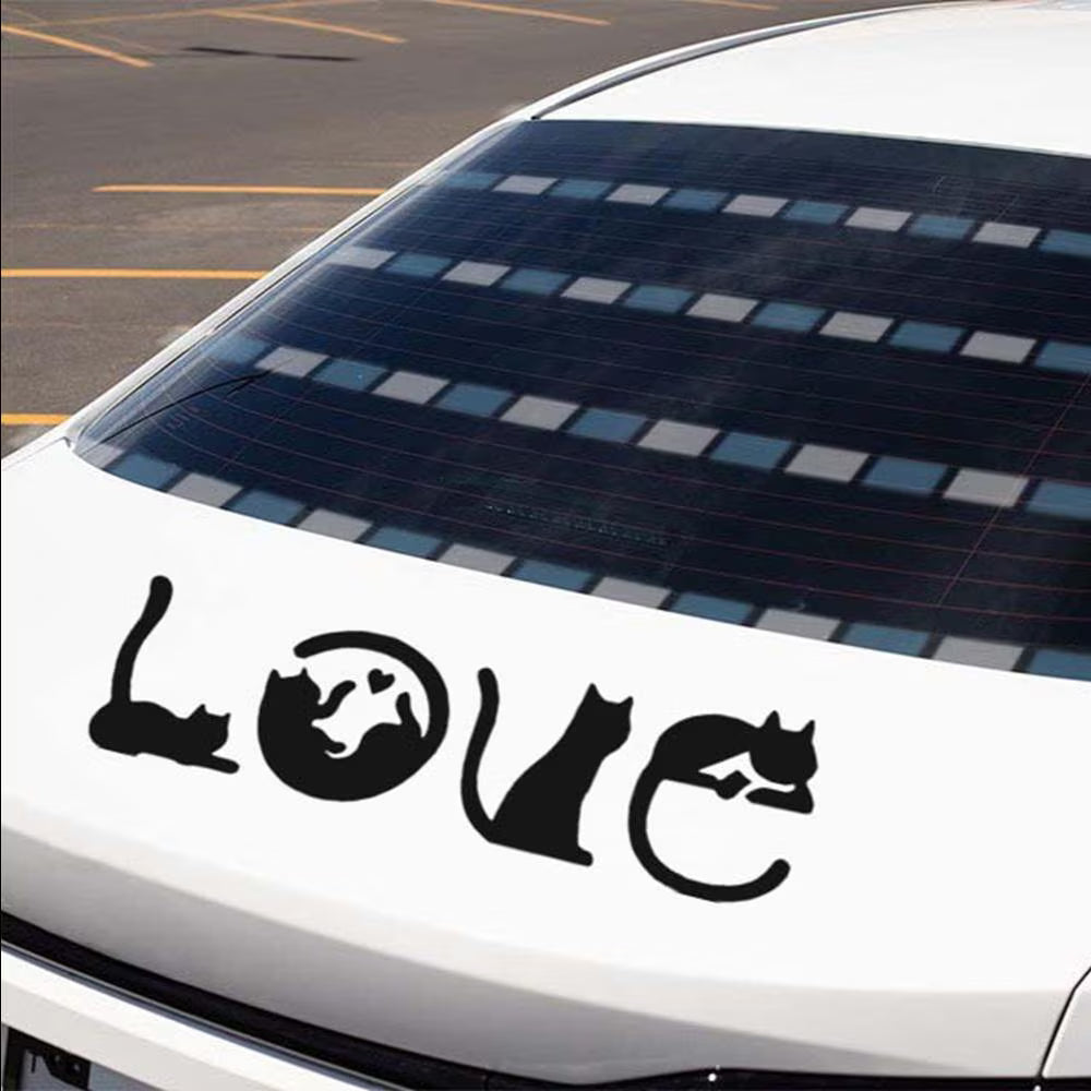 Cat Love Silhouette Decal