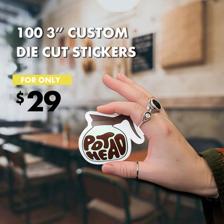 100 3" Die Cut Stickers for $29