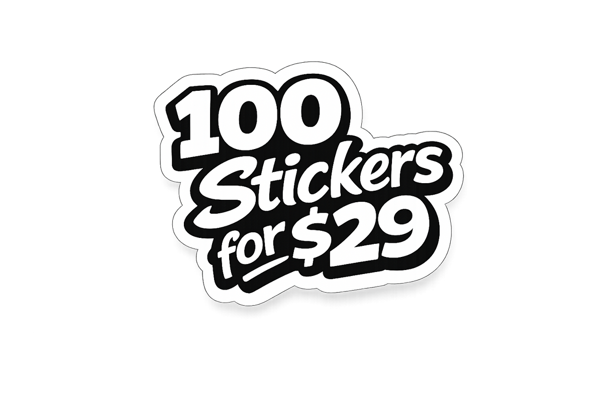 100 3" Die Cut Stickers for $29