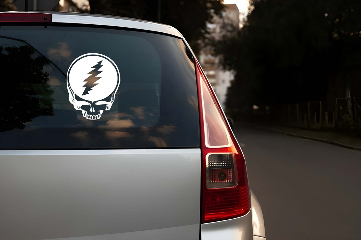 Grateful Dead Inspired Lightning Skull Vinyl Decal