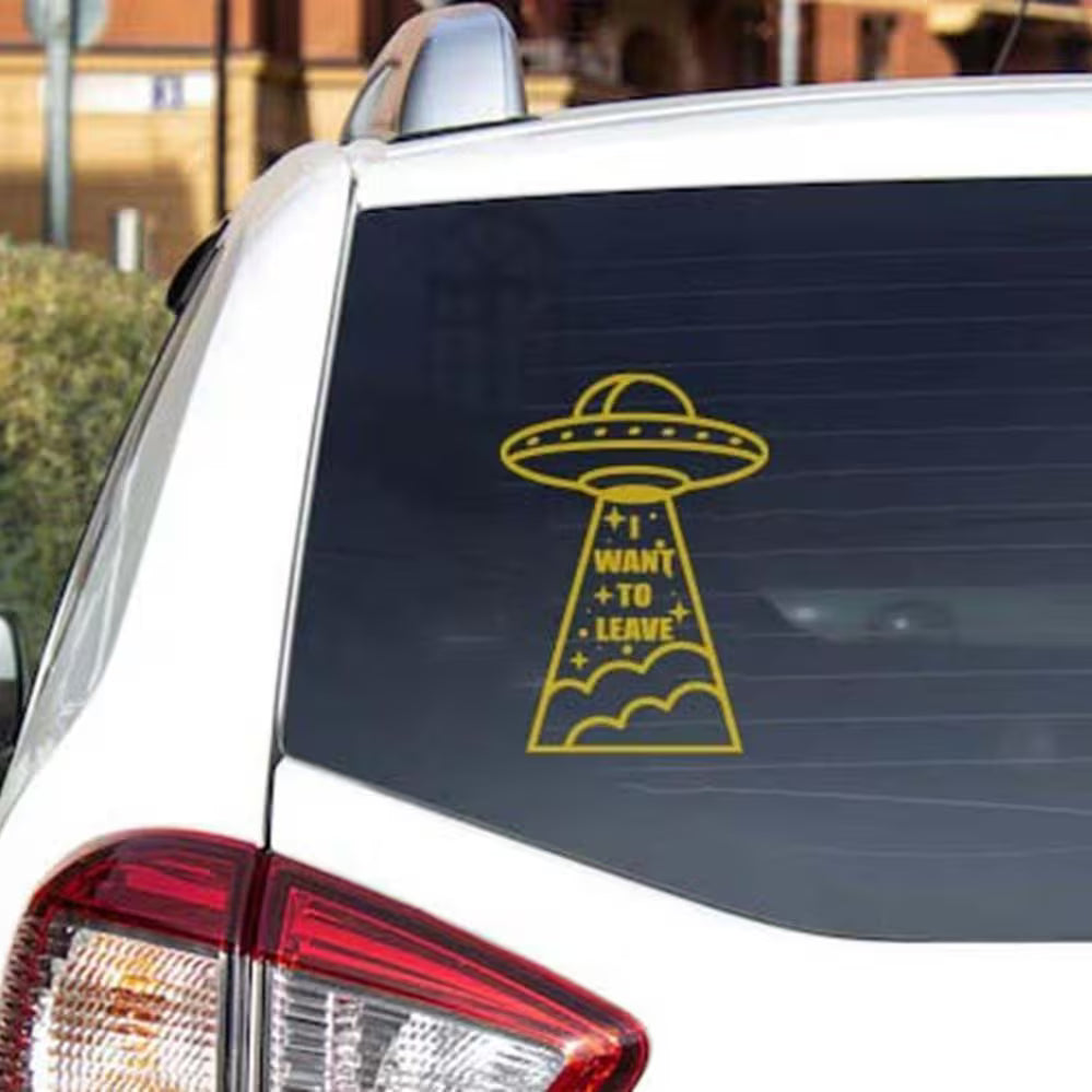 UFO “I Want to Leave” Alien Decal