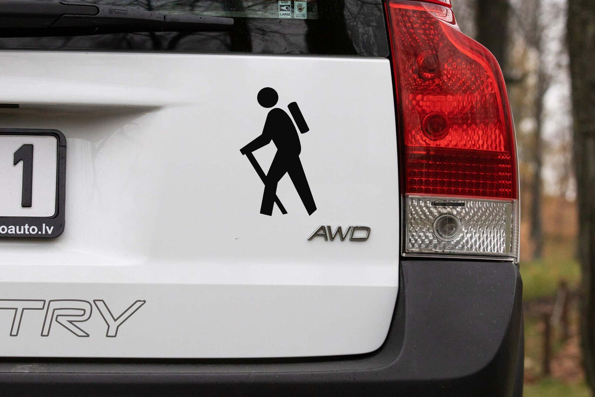 Boy Hiker Stick Decal
