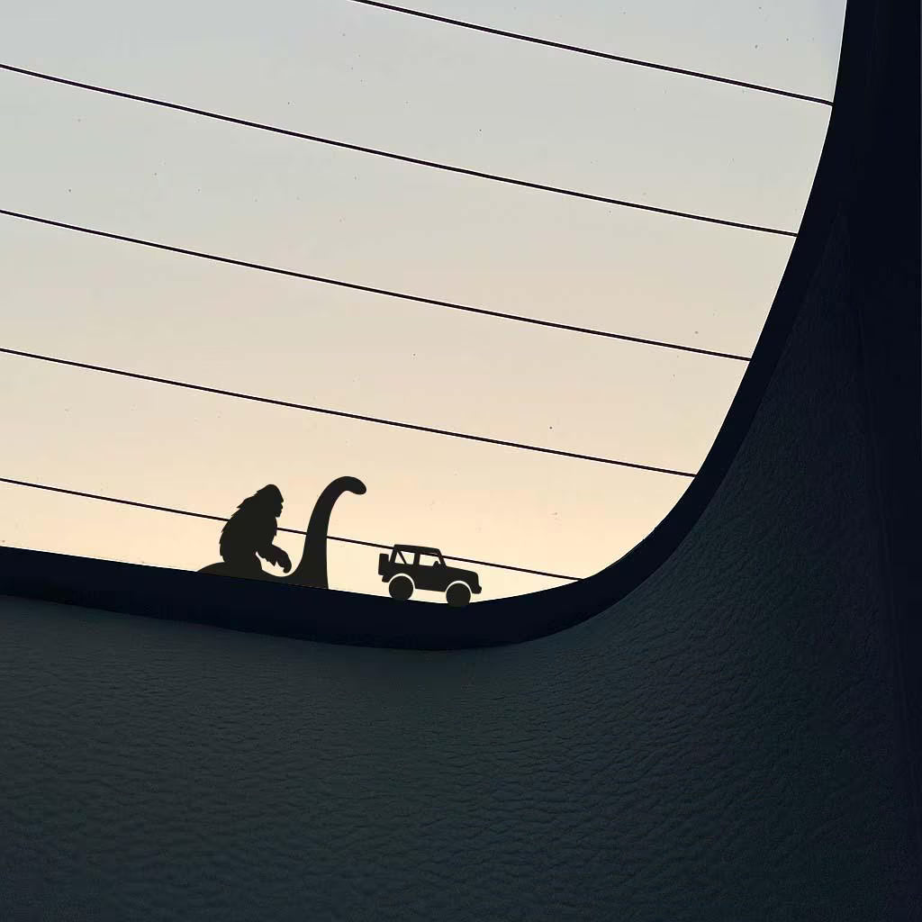 Mini Jeep Bigfoot Dino Scene Decal