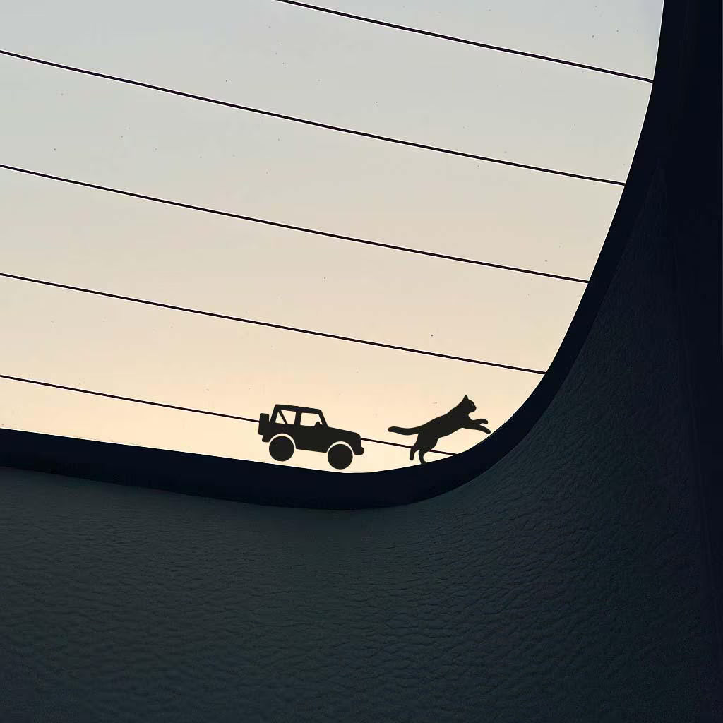Mini Jeep Cat Chase Decal